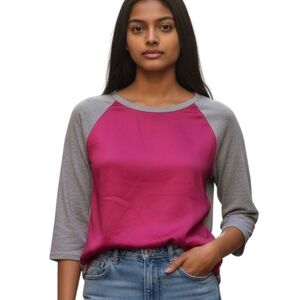 Renvy Fuchsia and Gray Long Sleeve Top
